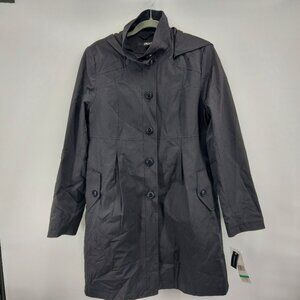 DKNY Black Waterproof Trench Coat Size Large